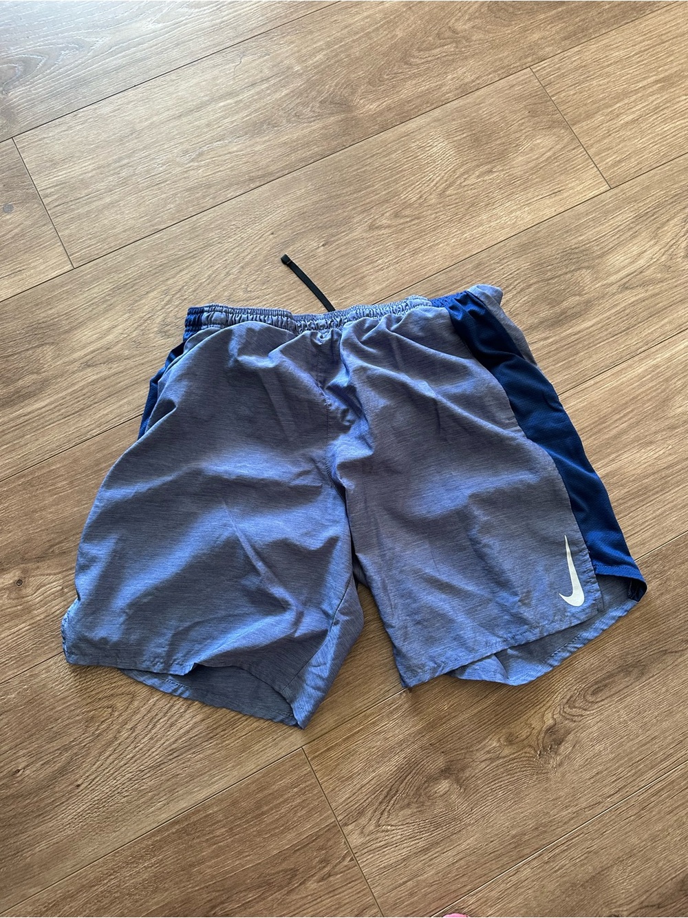 Nike Men’s Heather Blue Athletic Shorts with Navy Side Panels